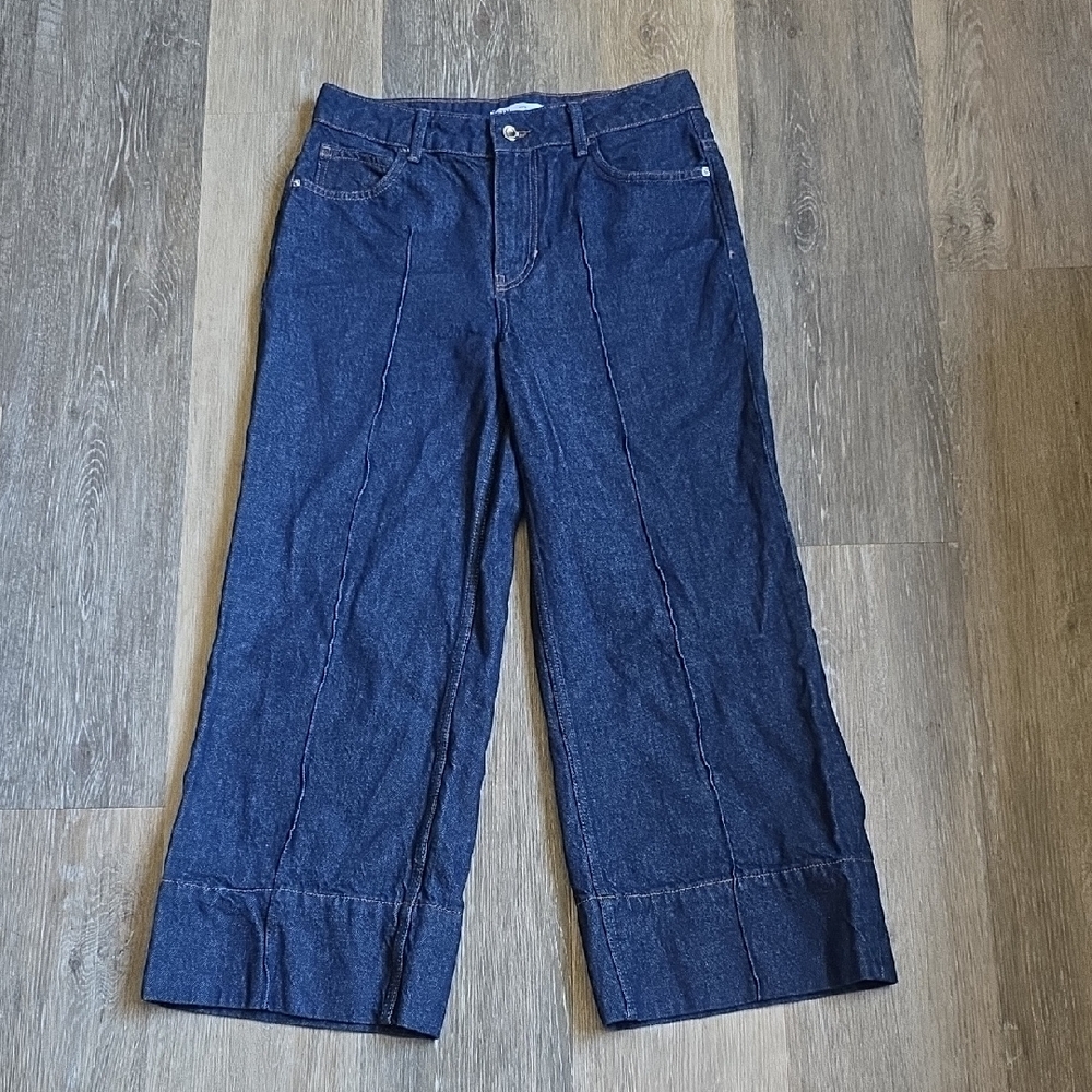 Zara Dark Blue Wide-Leg Jeans